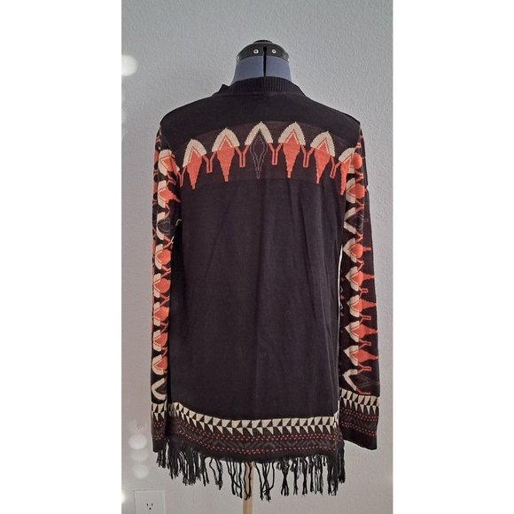 Womens Southwest Aztec Motif Knit Cardigan Sweater Sz L Browns. Say What? - Picture 5 of 10